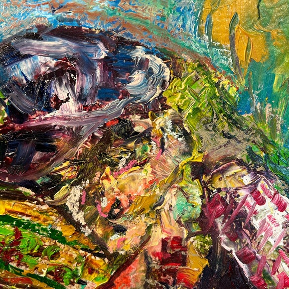 Original oil painting matted and framed in gold filigree Van Gogh style artwork - Picture 6 of 7